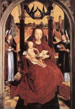 漢斯 梅姆林 Virgin and Child Enthroned with two Musical Angels